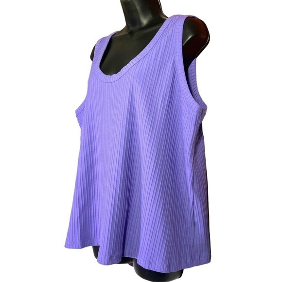 New Ava & Viv Top Women's Plus Size 3X Ribbed Purple Tank Top Stretchy N… - Picture 4 of 10